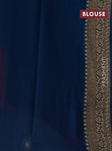 Banarasi georgette saree red and peacock blue with allover thread & zari woven buttas and woven border