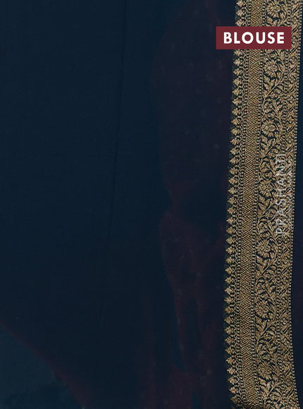 Banarasi georgette saree rust shade and peacock green with allover thread & zari woven buttas and woven border