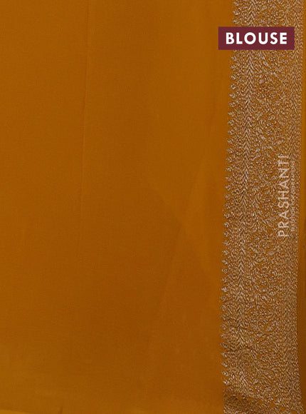 Banarasi georgette saree violet and mustard yellow with allover thread & zari woven buttas and woven border