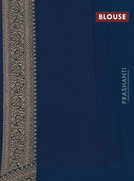 Banarasi georgette saree red and peacock blue with allover thread & zari woven buttas and woven border