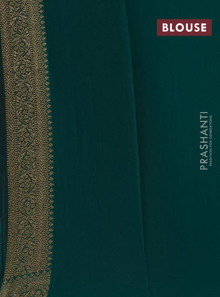 Banarasi georgette saree pink and teal green with allover thread & zari woven buttas and woven border
