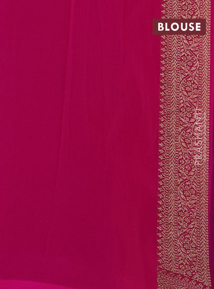 Banarasi georgette saree royal blue and pink with allover thread & zari woven buttas and woven border