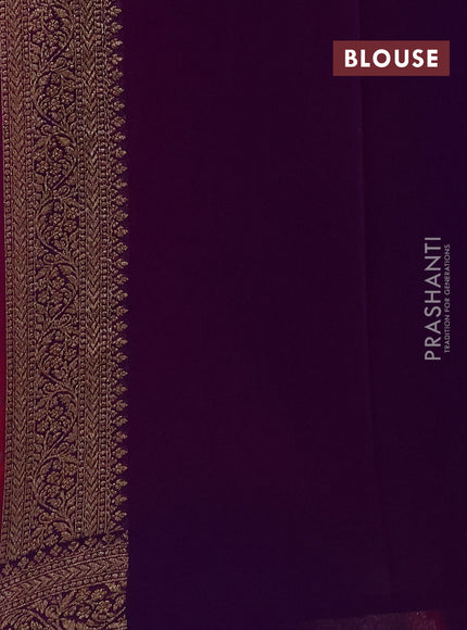 Banarasi georgette saree red and violet with allover thread & zari woven buttas and woven border