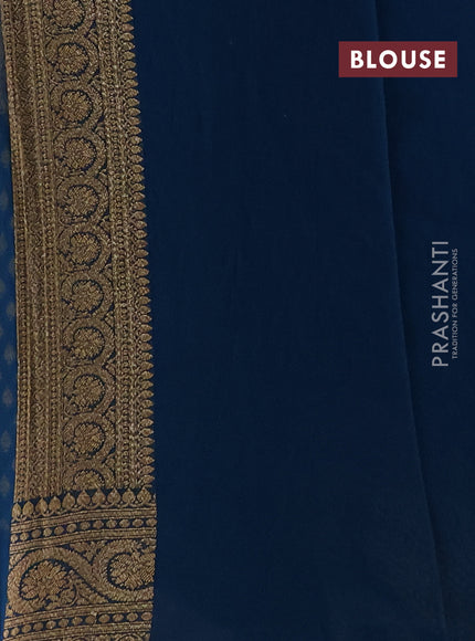 Banarasi georgette saree peacock blue with allover thread & zari woven buttas and woven border