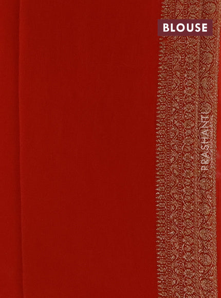 Banarasi georgette saree orange with allover thread & zari woven buttas and woven border