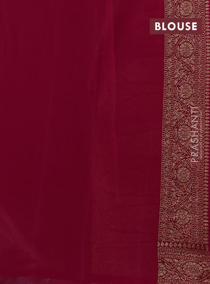 Banarasi georgette saree pastel pink and dark pink with allover thread & zari woven buttas and woven border
