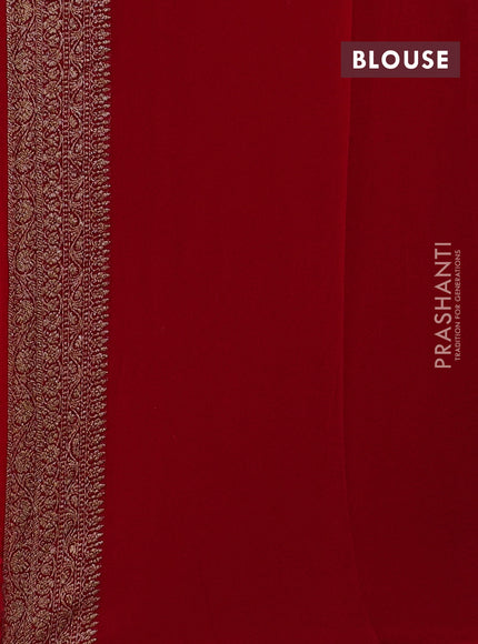 Banarasi georgette saree red with allover thread & zari woven buttas and woven border