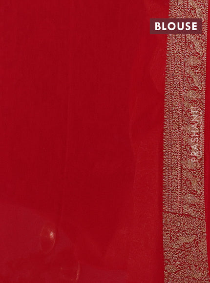 Banarasi georgette saree peacock blue and red with allover thread & zari woven buttas and woven border