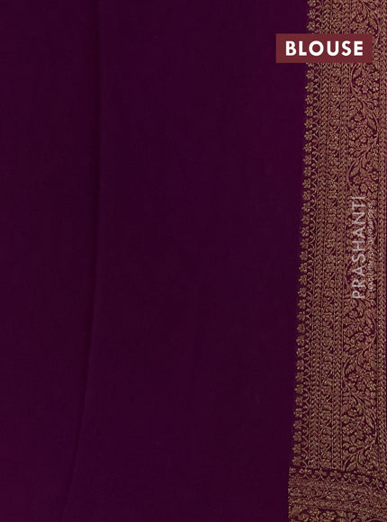 Banarasi georgette saree green and violet with allover thread & zari woven buttas and woven border
