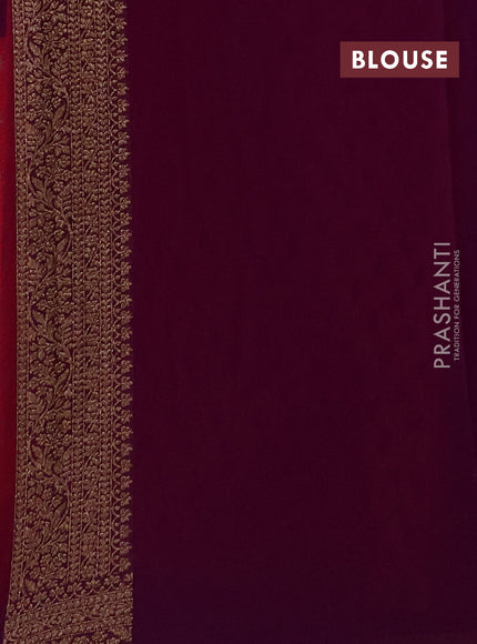 Banarasi georgette saree red and purple with allover thread & zari woven buttas and woven border