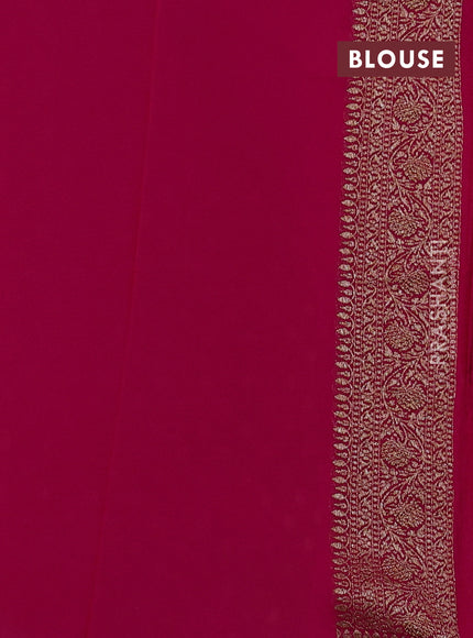 Banarasi georgette saree green and pink with allover thread & zari woven buttas and woven border