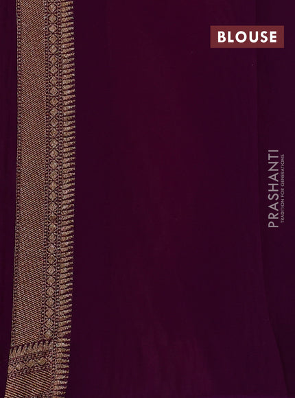 Banarasi georgette saree pink and violet with allover thread & zari geomatric weaves and woven border