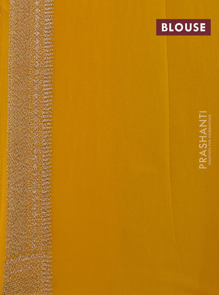 Banarasi georgette saree lime green and yellow with allover thread & zari geomatric weaves and woven border