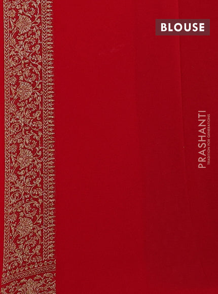 Banarasi georgette saree peacock blue and red with allover thread & zari woven buttas and woven border
