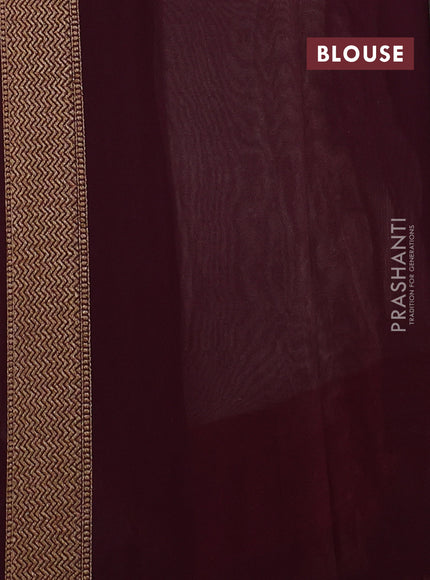 Banarasi georgette saree beige and wine shade with allover thread & zari stripe pattern and woven border