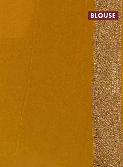 Banarasi georgette saree coffee brown and mustard yellow with allover thread & zari woven buttas and woven border