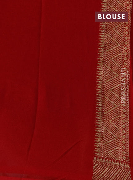 Banarasi georgette saree peacock blue and red with allover thread & zari woven buttas and woven border