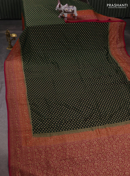 Banarasi georgette saree green and pink with allover thread & zari woven buttas and woven border