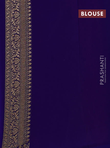 Banarasi georgette saree pink and royal blue with allover thread & zari woven buttas and woven border