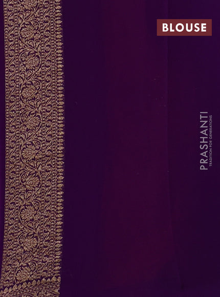 Banarasi georgette saree orange and violet with allover thread & zari woven buttas and woven border