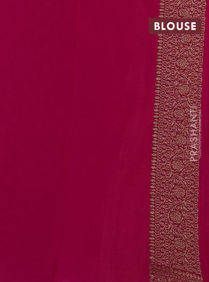 Banarasi georgette saree green and pink with allover thread & zari woven buttas and woven border