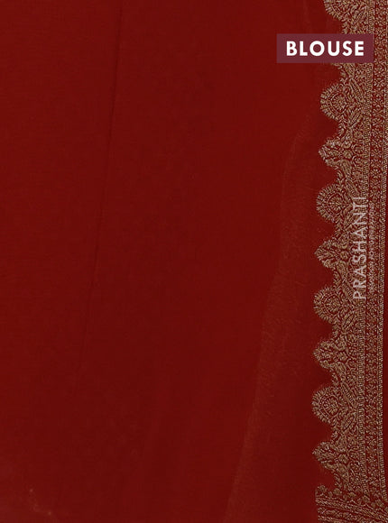 Banarasi georgette saree coffee brown and rust shade with allover thread & zari woven buttas and woven border