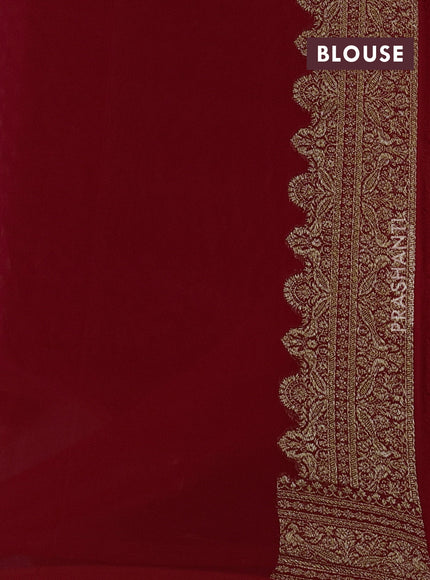 Banarasi georgette saree pink and red with allover thread & zari woven buttas and woven border