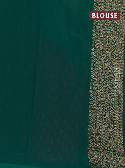 Banarasi georgette saree pink and teal green with allover thread & zari woven buttas and woven border