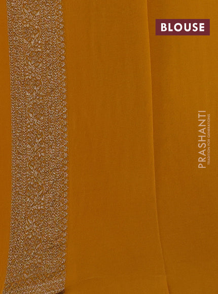 Banarasi georgette saree violet and mustard yellow with allover thread & zari woven buttas and woven border
