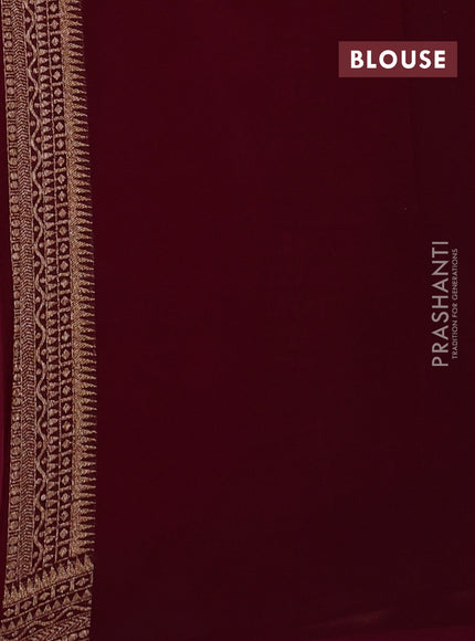 Banarasi georgette saree pink and wine shade with allover thread & zari checks buttas and woven border