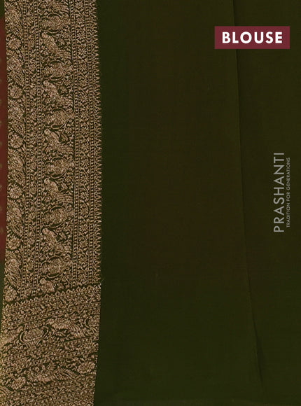 Banarasi georgette saree pink and mehendi green with allover thread & zari woven buttas and woven border