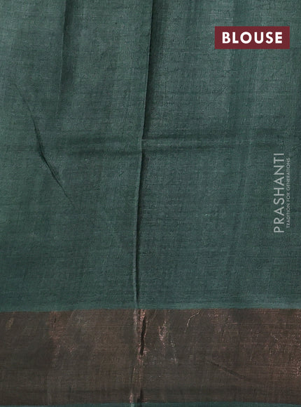 Pure tussar silk saree pastel green with allover geometric prints and zari woven border