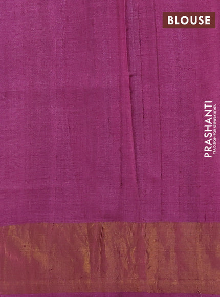 Pure tussar silk saree purple shade with allover geometric prints and zari woven border