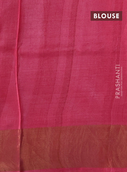 Pure tussar silk saree pink shade with allover geometric prints and zari woven border