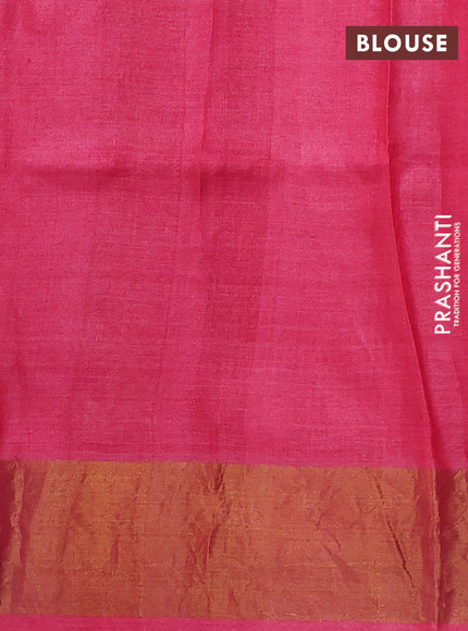 Pure tussar silk saree pink with allover geometric prints and zari woven border