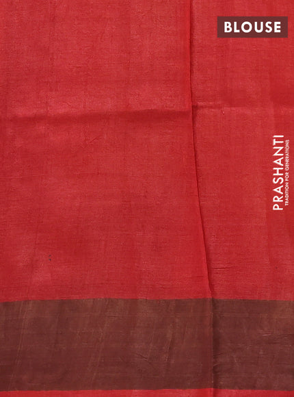 Pure tussar silk saree mustard yellow and maroon with allover geometric prints and zari woven border