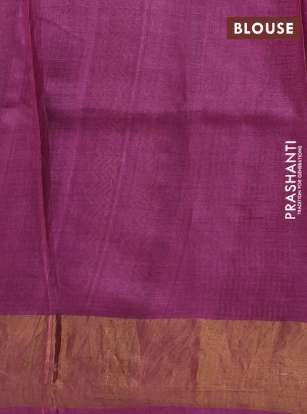Pure tussar silk saree wine shade with allover geometric prints and zari woven border
