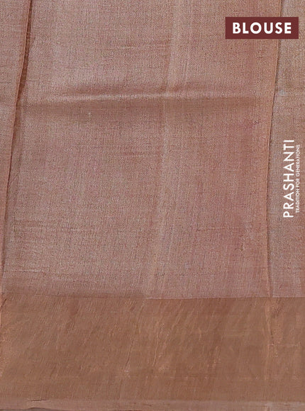 Pure tussar silk saree maroon and sandal with allover ajrakh prints and zari woven border