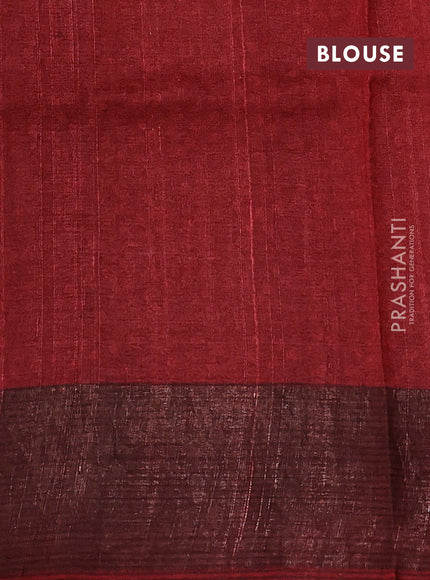 Pure tussar silk saree black and maroon with allover bandhani prints and zari woven border