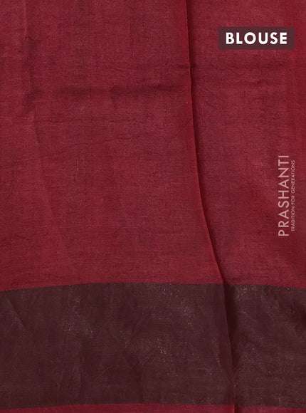 Pure tussar silk saree red with allover floral prints and zari woven border