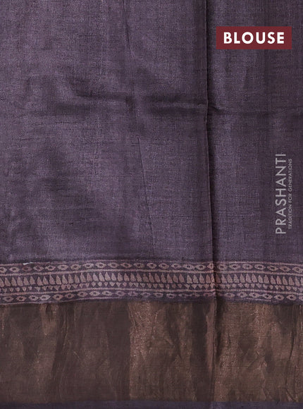 Pure tussar silk saree cream with allover prints and zari woven border