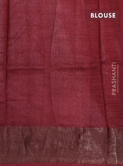 Pure tussar silk saree purple and maroon with allover kalamkari prints and zari woven border