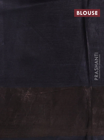 Pure tussar silk saree black with allover prints and zari woven border