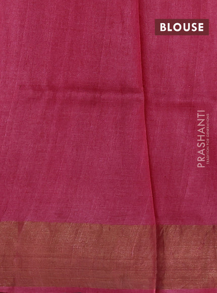 Pure tussar silk saree pink with allover bandhani prints and zari woven border