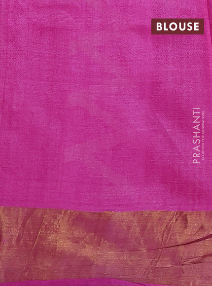 Pure tussar silk saree pink with allover leheriya prints and zari woven border