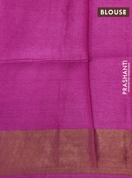 Pure tussar silk saree pink with allover geometric prints and zari woven border