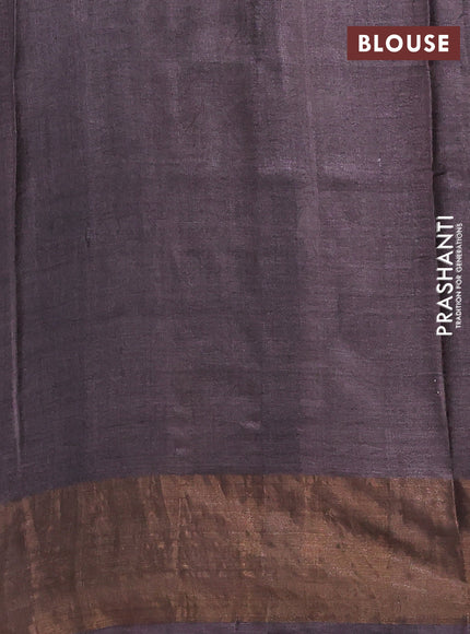 Pure tussar silk saree brown shade and coffee brown with kalamkari prints and zari woven border