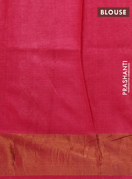 Pure tussar silk saree pink shade with allover prints and zari woven border