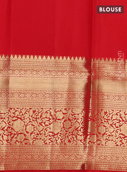 Pure kanchipuram silk saree red with allover zari woven brocade weaves and rich zari woven border