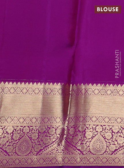 Pure kanchipuram silk saree pastel pink and purple with allover zari woven brocade weaves and rich zari woven border